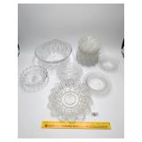 Group of Vintage Clear Glassware including Petal