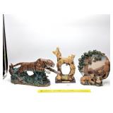 (3) Big Cat Figurines, (2) are Resin, Tiger is