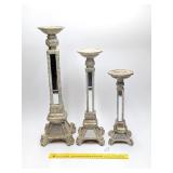 (3) Mirrored Candle Holders - Measures Approx. 12