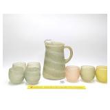 Vintage Spaghetti String Glass Pitcher with (7)