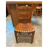 Vintage Ladder Back Chair with Wooden Seat -