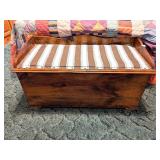Wooden Bench Chest - Measures Approx. 38W x 20T x