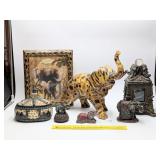 Group of Elephant Décor, Plastic Except Large
