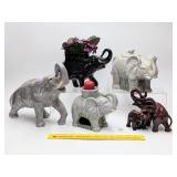 Group of Elephant Figurines, (4) are Ceramic.