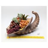 Ceramic Cornucopia with Plastic Fruit - Located