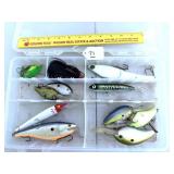 Assortment of fishing lures w/ tackle box;