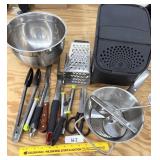 Kitchen Lot; including utensils, stainless steel
