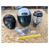 Helmet, masks & small lantern