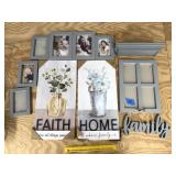 Group lot of decorative wall hangings and picture