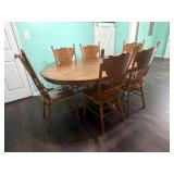 6 Ft L Oak Claw Foot Dining Table w/ (6) matching