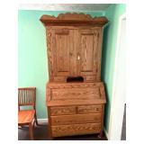 Hand-made Oak Secretary; approx. 90 in T x 42 1/2