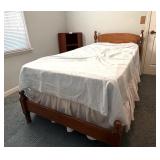 Vintage Twin Size Wooden Bed; mattress and box
