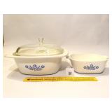 (2) Pieces of Vintage Blue Cornflower Corningware
