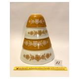 4-Piece Vintage Pyrex Butterfly Gold Mixing Bowl