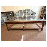 Glass Top Coffee Table; approx. 15 in T x 43 3/4