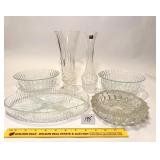 (2) Oneida Crystal Vases & other assorted clear