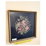 Framed Floral Needlepoint