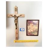 Crucifix & a small vintage print of Jesus