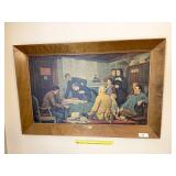 Vintage Framed Print on Board, 'Signing the