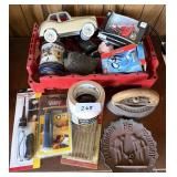 Group lot: vintage iron, tools, what appears to