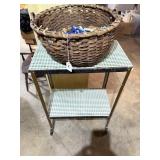 Metal Cart; included is a basket full of clothes
