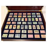 Historic Stamps of America w/ large wooden case;