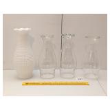 (4) Lamp Chimneys, one is milkglass