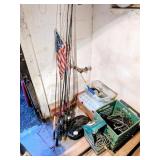 Group lot of Fishing Items: rods & reels, vintage