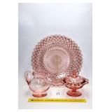 Pink Depression Glass Round Platter (has small
