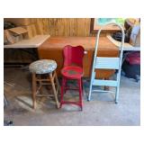 Vintage Metal Stool, folding step ladder & wooden