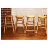 (4) Wooden Stools; each approx. 2 Ft T
