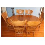Wooden Dining Table w/ (6) Chairs; has some