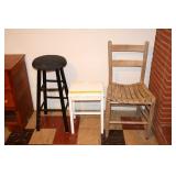 Vintage Ladderback Chair, Small Wooden Table & a