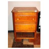 Wooden Nightstand; missing a drawer, has damage