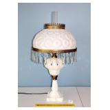 Milk Glass Table Lamp w/ moon & stars shade w/