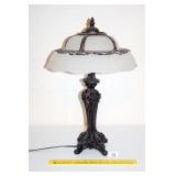 Table Lamp w/ frosted glass & metal shade;