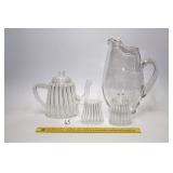 Glass Tea Fusion Tea Pot w/ creamer & sugar bowl;