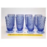 (8) Indiana Glass Blue Glass Cubist Ice Tea