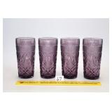 (4) Amethyst Glass Tumblers; one has a chip, a