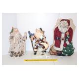 (2) Resin Santas & a cloth door stop
