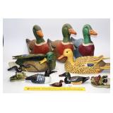 Group lot of decorative duck items; cloth, resin,