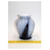 Blue & White Swirl Glass Vase, possibly Libbey