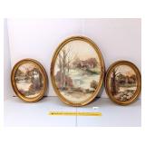 (3) Oval Framed Prints         Located in