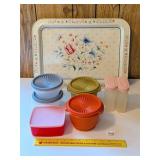 Vintage Tupperware & a metal TV Tray
