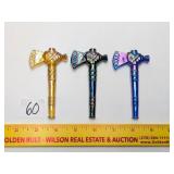 (3) Degenhart Miniature Carnival Glass Tomahawks