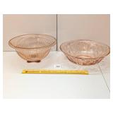 (2) Pink Depression Glass Serving Bowls