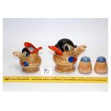 Vintage Lusterware Bird Cream & Sugar Set w/ salt
