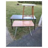 (2) Folding Tables & a Vintage Wooden Side Table
