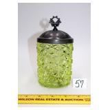 Vintage Uranium Glass Daisy & Button Pickle