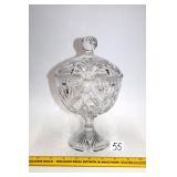 Clear Glass Pedestal Compote w/ lid; approx. 9